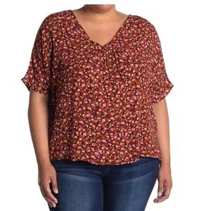 Madewell Rhyme In Spring Ditsy Floral Short Sleeve Blouse Medium Rust